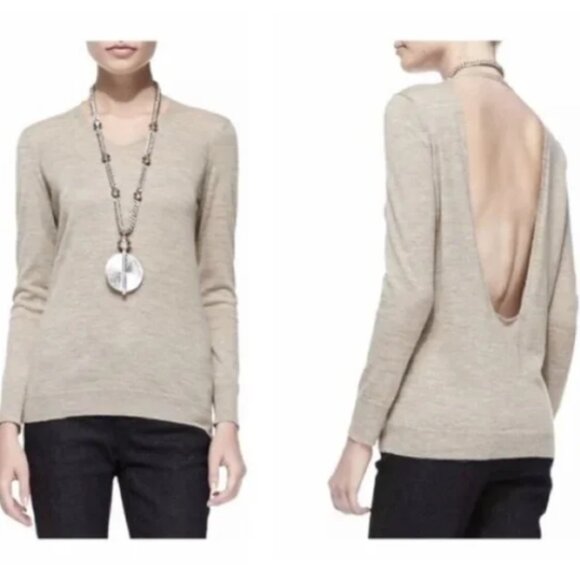 Eileen Fisher The‎ Fisher Project Royal Alpaca Open Back V-neck Sweater Maple Sm - Picture 1 of 9